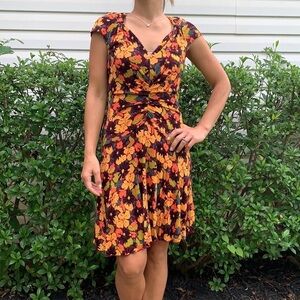 Free people floral orange babydoll dress midi